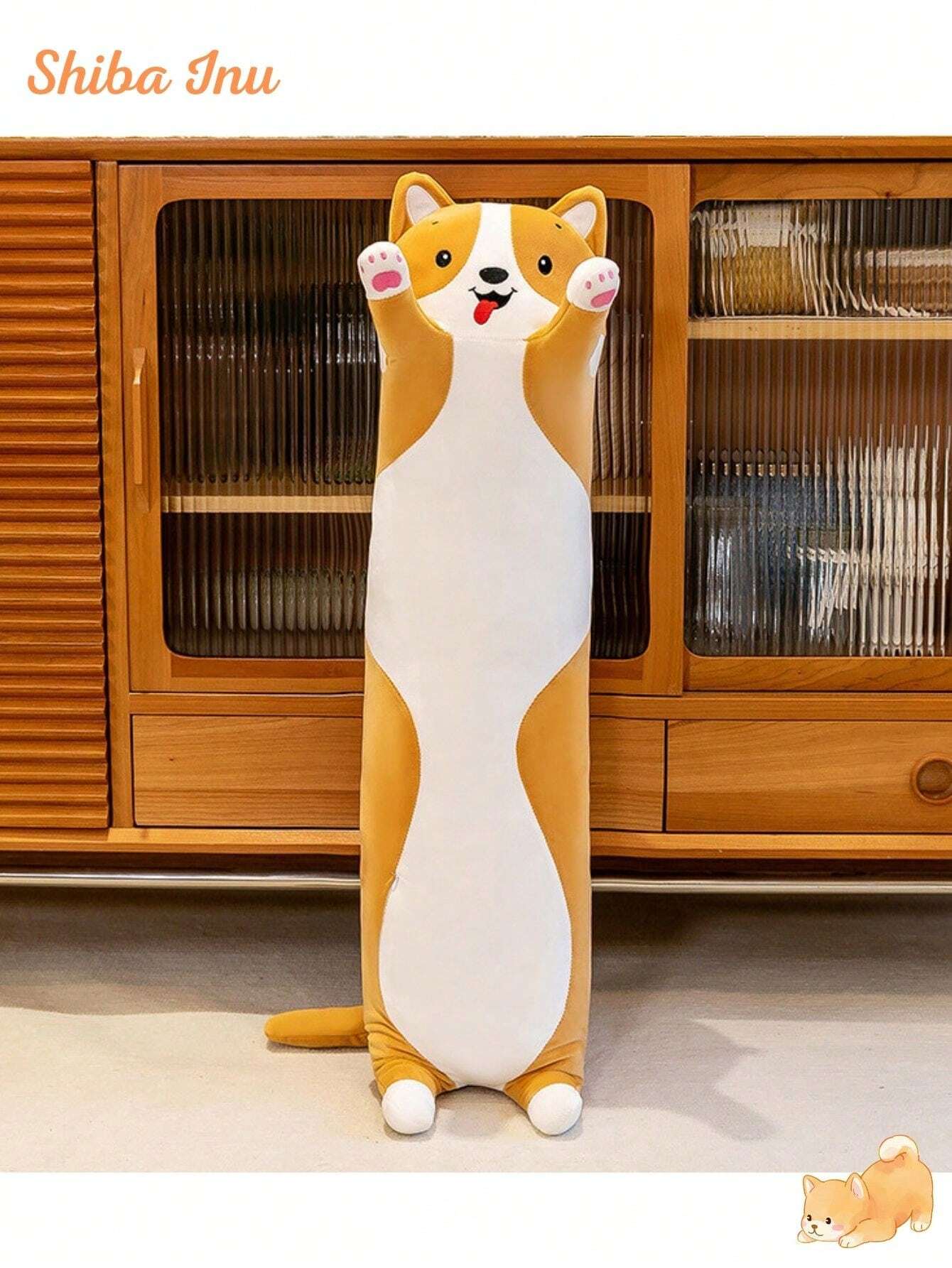 Jucarie din Plus, Catel Prietenos Shiba Inu, Maro/Alb [2]
