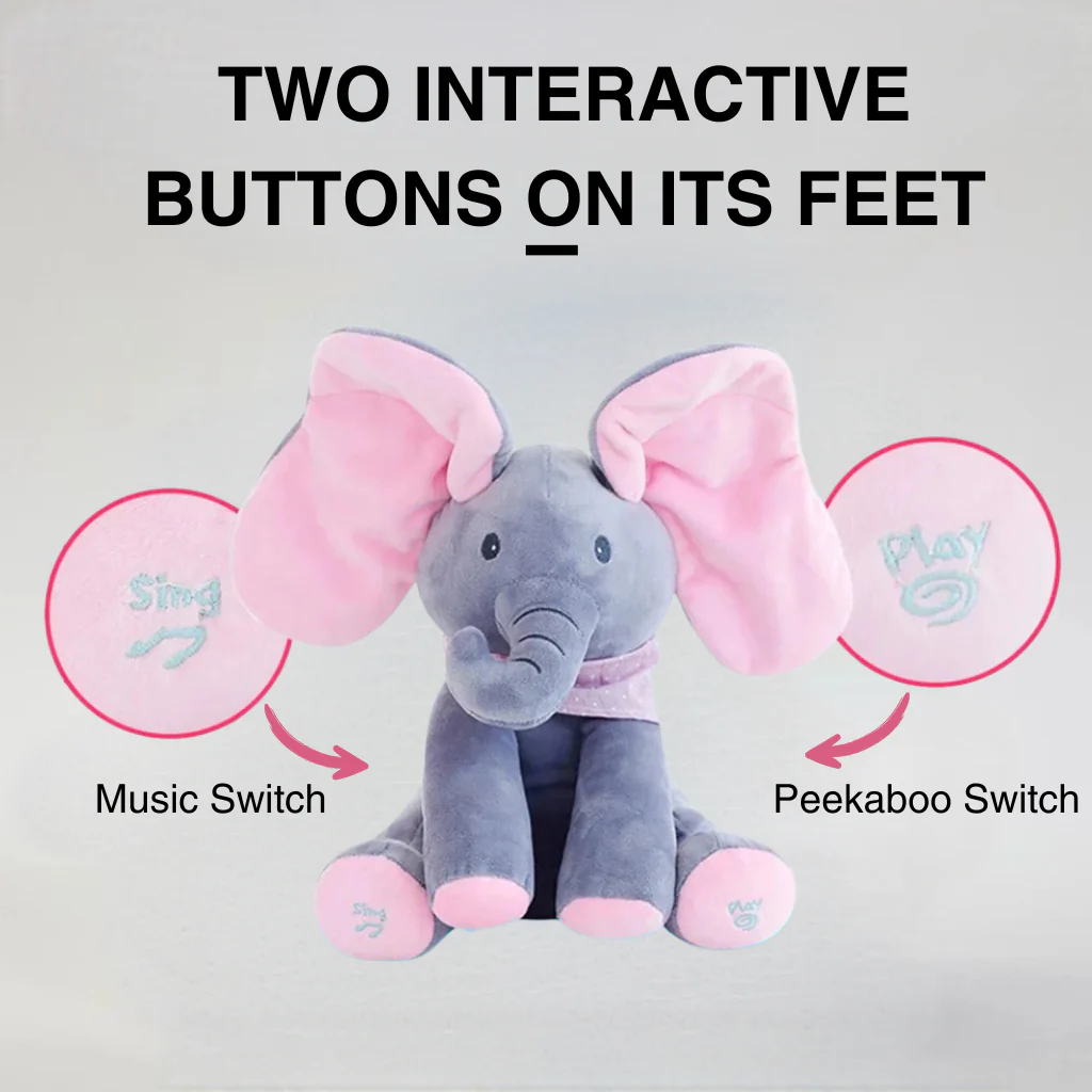 Jucarie Din Plus Elefant Cucu Bau, Roz/Gri, 30 cm [2]