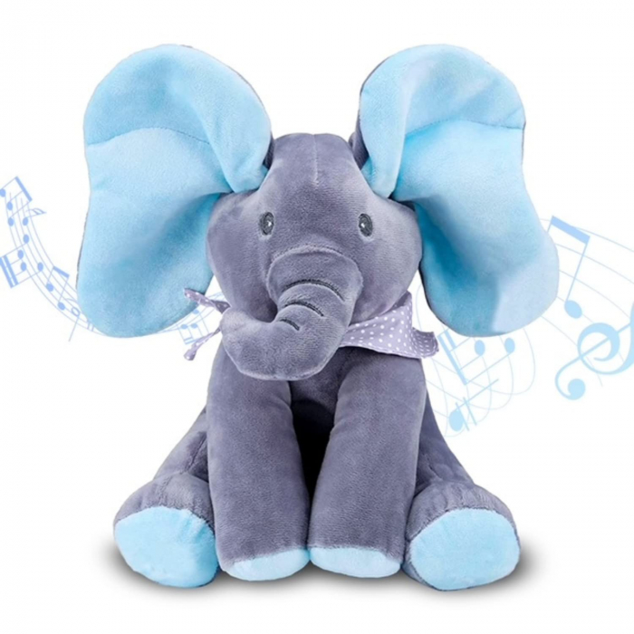 Jucarie Din Plus Elefant Cucu Bau, Albastru/Gri, 30 cm [1]