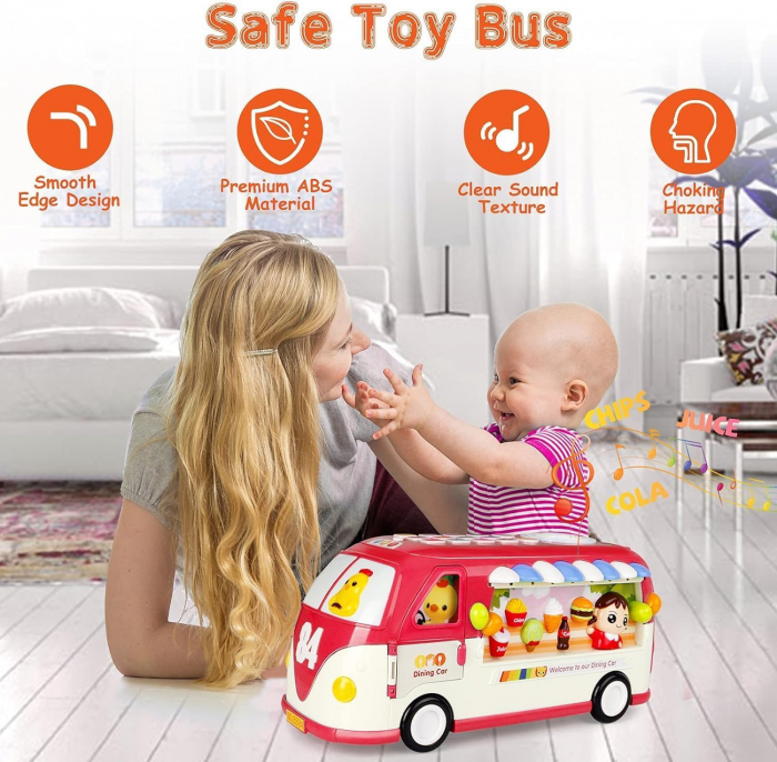 Jucarie Educativa si Interactiva pentru Copii, Autobuz cu Sunete, Lumini si Sortator de Forme [7]