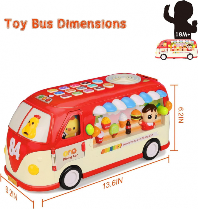 Jucarie Educativa si Interactiva pentru Copii, Autobuz cu Sunete, Lumini si Sortator de Forme [5]
