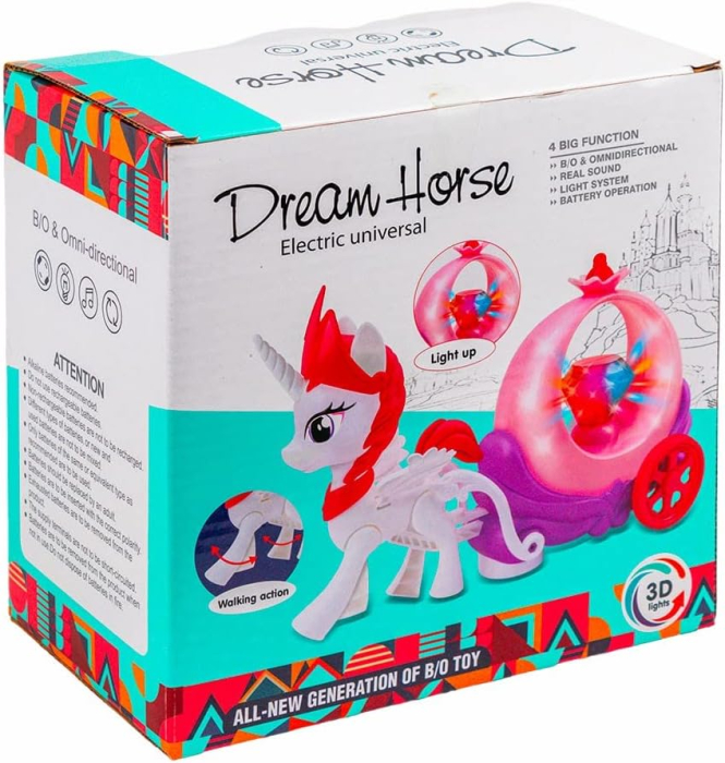 Jucarie Interactiva Unicorn cu Caleasca si Deplasare Automata, cu Lumini si Melodii [2]