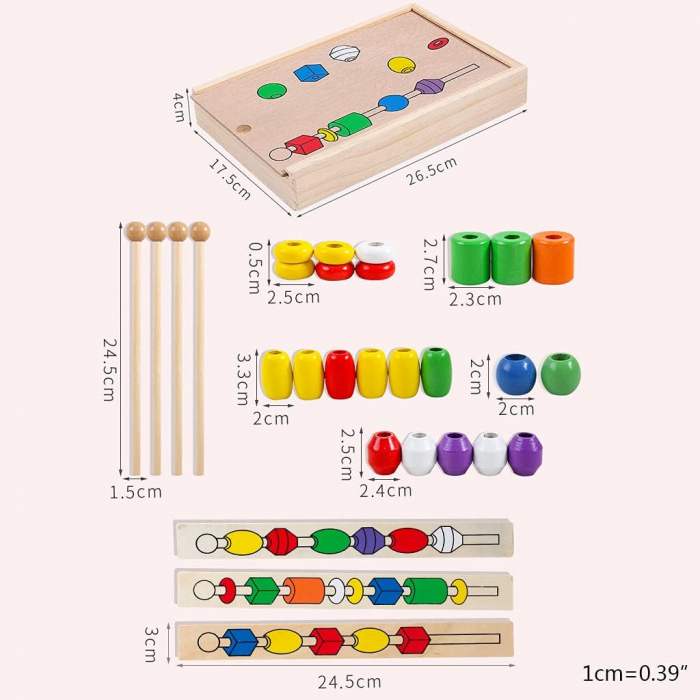 Jucarie Montessori de Insiruire si Sortare dupa Model din Lemn cu Forme Geometrice [7]