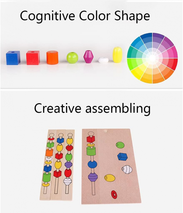 Jucarie Montessori de Insiruire si Sortare dupa Model din Lemn cu Forme Geometrice [8]