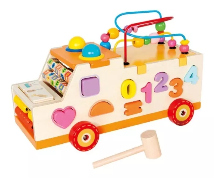 Jucarie Montessori din Lemn pentru Copii, Autobuzul Magic [5]