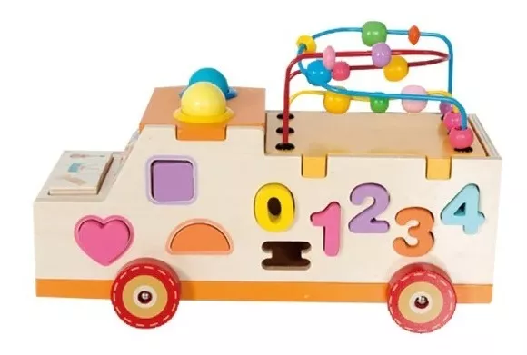 Jucarie Montessori din Lemn pentru Copii, Autobuzul Magic [2]