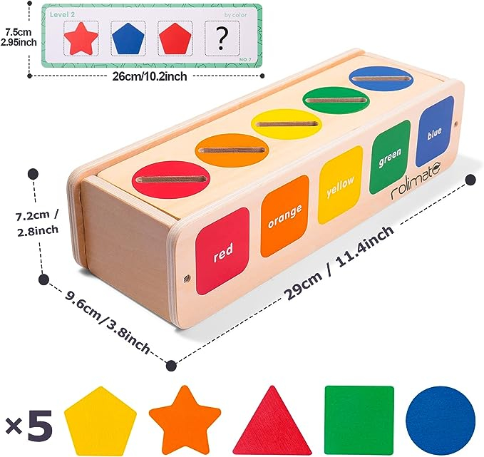 Jucarie Montessori din lemn sortare si invatare culori si forme geometrice [4]