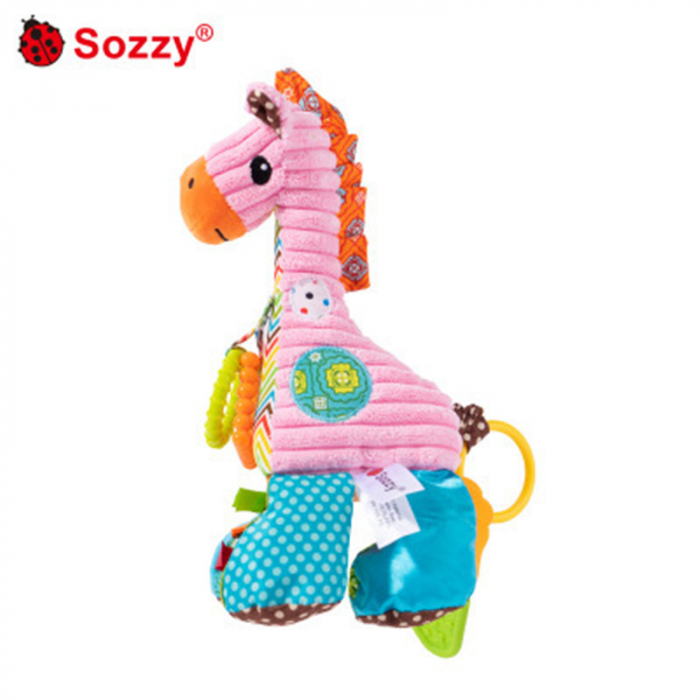 Jucarie muzicala bebelusi Sozzy Girafa Roz [4]