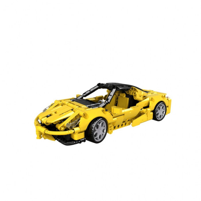 Jucarie tip lego tehnic de constructie masina sport galbena (414 piese) [2]