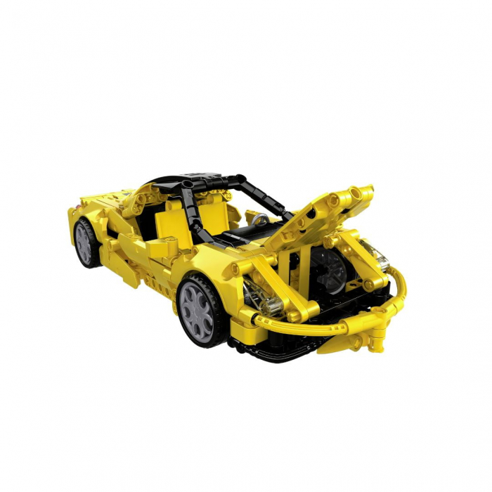 Jucarie tip lego tehnic de constructie masina sport galbena (414 piese) [4]