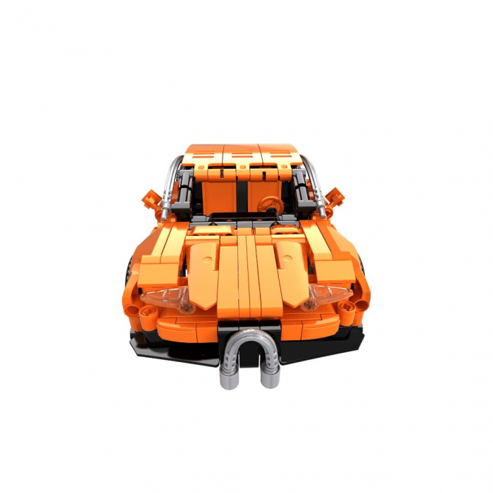 Jucarie tip lego tehnic de constructie masina sport portocalie (404 piese) [4]