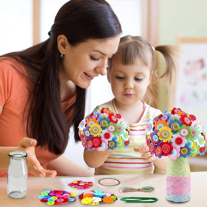 Kit DIY Vaza Decorativa cu Flori si Nasturi [2]