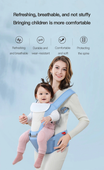 Marsupiu ergonomic multifunctional cu scaunel de sustinere, albastru [6]