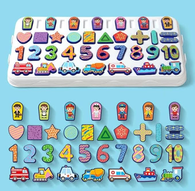 Masuta de activitati Montessori, 5 in 1, Pescuit, Sortare, Matematica, Puzzle Incastru [4]