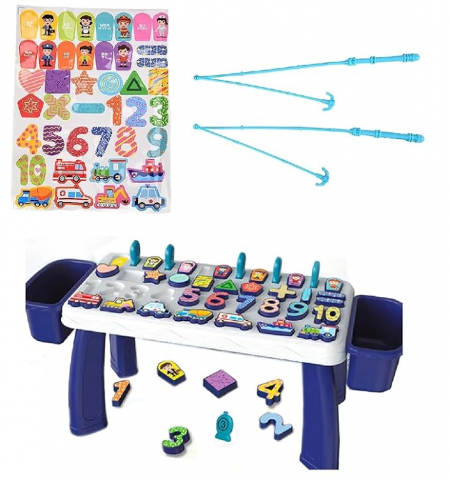 Masuta de activitati Montessori, 5 in 1, Pescuit, Sortare, Matematica, Puzzle Incastru [2]