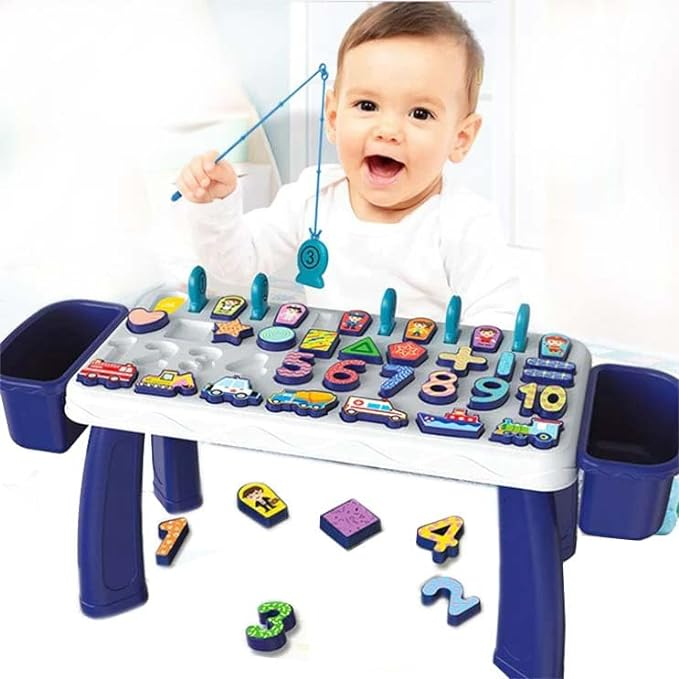 Masuta de activitati Montessori, 5 in 1, Pescuit, Sortare, Matematica, Puzzle Incastru [1]