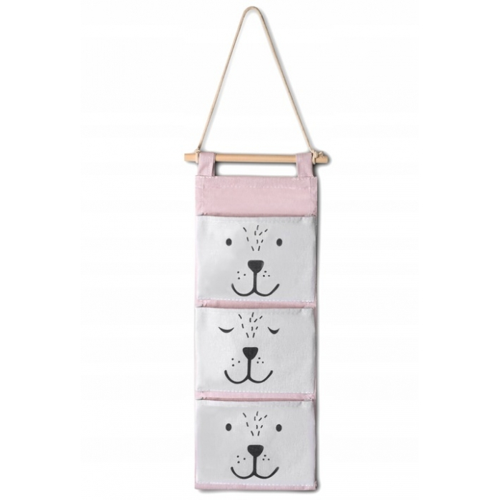 Organizator textil de perete cu 3 compartimente Nukido NK-403 - Roz [1]