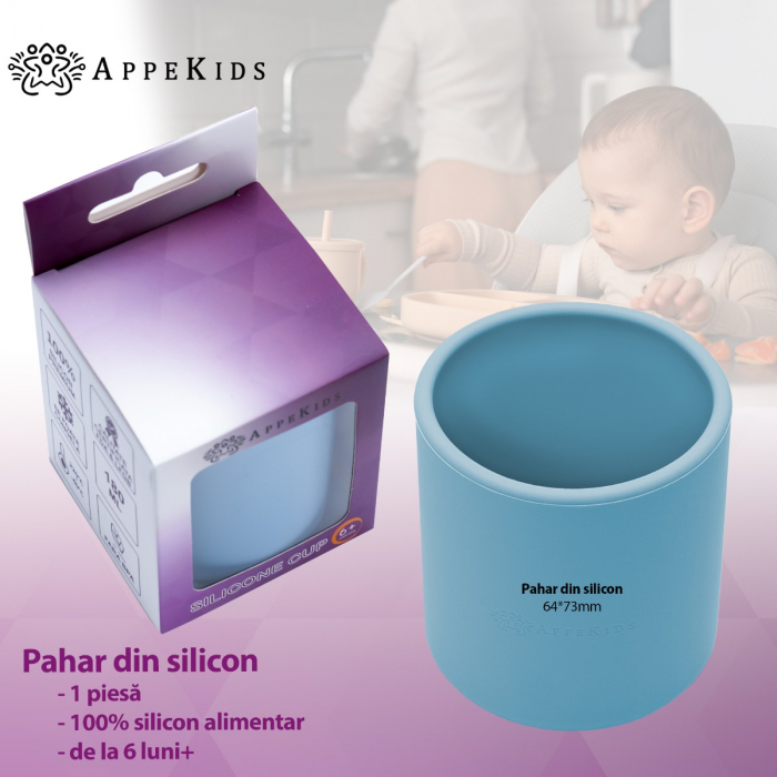 Pahar din silicon, AppeKids - Aqua Blue [2]