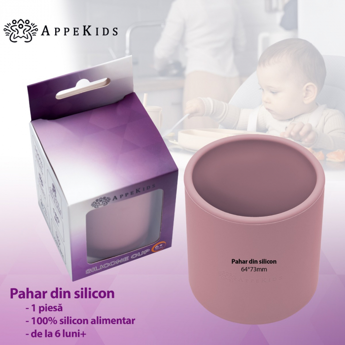 Pahar din silicon, AppeKids - Old Rose [2]