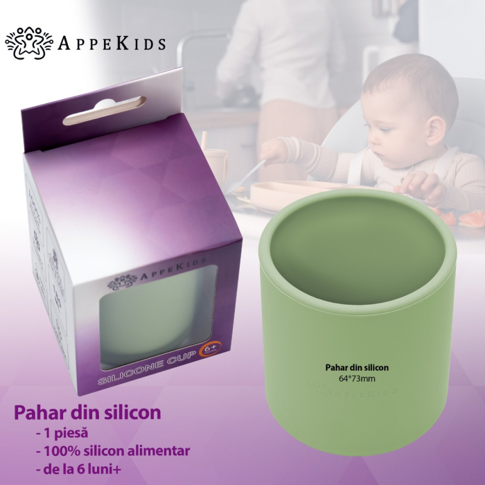 Pahar din silicon, AppeKids - Raw Green [2]