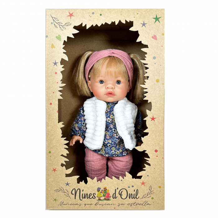 Papusa Nines D'Onil, Joy, cu parul blond, cu vesta alba, cu miros de vanilie, 37 cm [4]