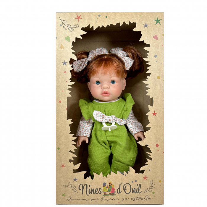 Papusa Nines D'Onil, Joy, cu parul roscat, cu salopeta verde, cu miros de vanilie 37 cm [3]