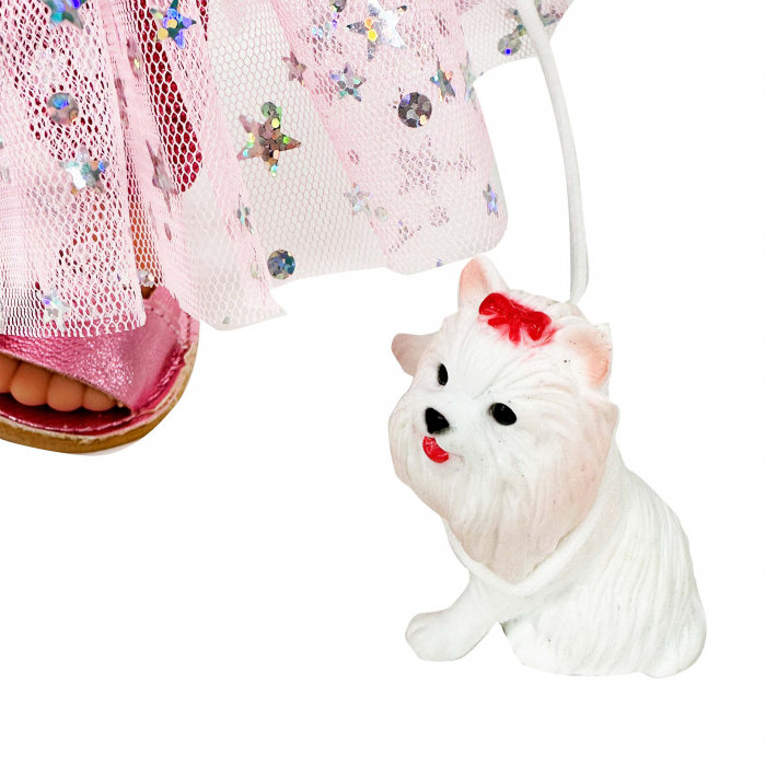 Papusa Nines D'Onil, Mia Cotton, cu parul albastru, cu catel, cu articulatii, cu miros de vanilie, 30 cm [3]