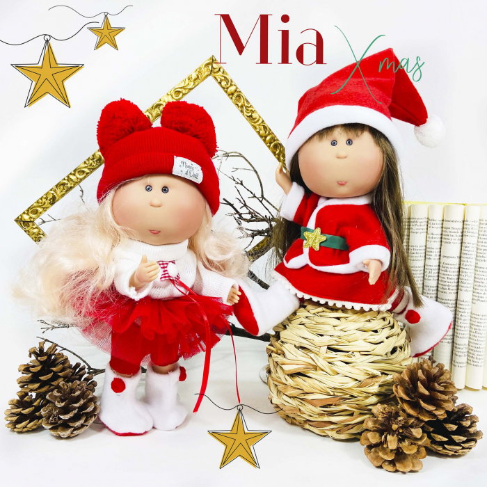 Papusa Nines D'Onil, Mia Craciun, cu parul saten, cu miros de vanilie, 30 cm [3]