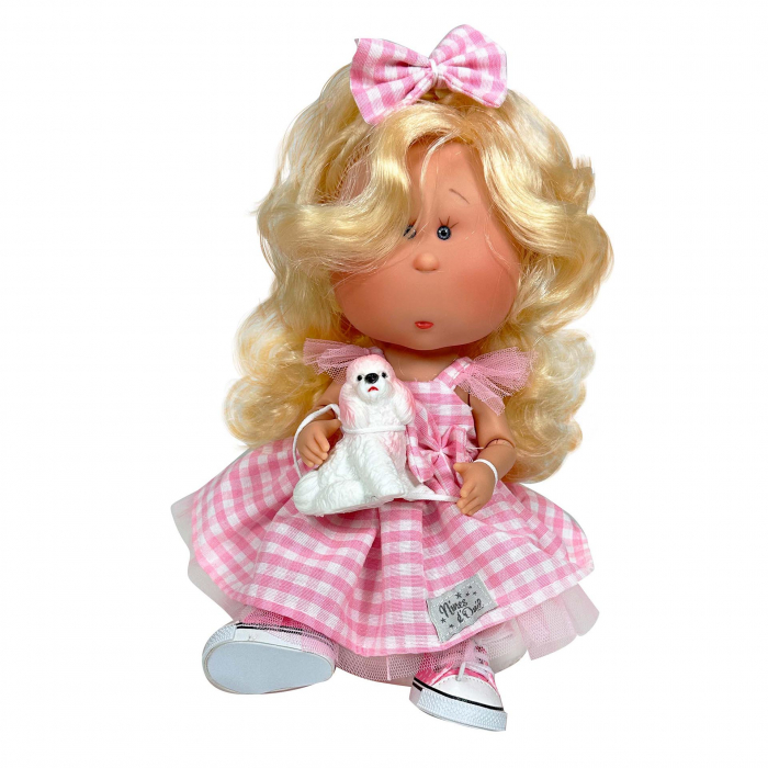 Papusa Nines D'Onil, Mia, cu parul blond, cu catel, cu articulatii, cu miros de vanilie, 30 cm [2]