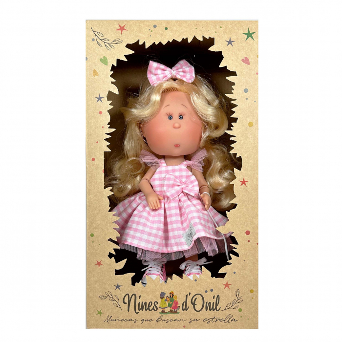 Papusa Nines D'Onil, Mia, cu parul blond, cu catel, cu articulatii, cu miros de vanilie, 30 cm [5]