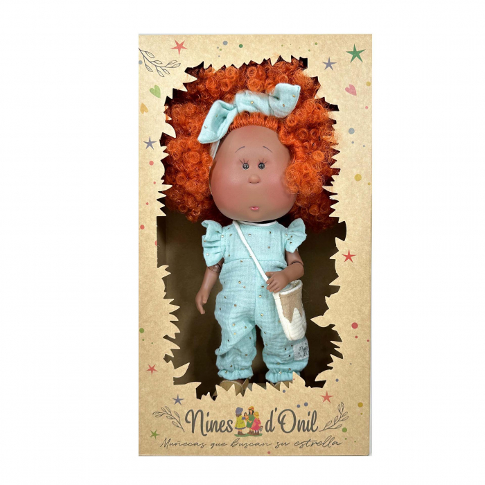 Papusa Nines D'Onil, Mia, cu parul portocaliu cret, Afro, cu articulatii, cu miros de vanilie, 30 cm [4]