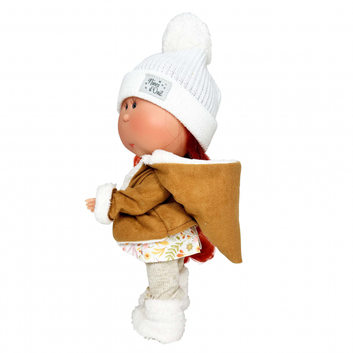 Papusa Nines D'Onil, Mia, cu parul rosu, cu fes alb, cu articulatii, cu miros de vanilie, 30 cm [3]