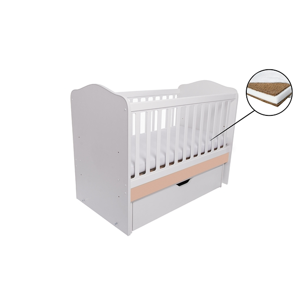 Patut VESSANTI Como Balansoar - Alb cu Cappucino + Saltea Cocos 10 cm [1]