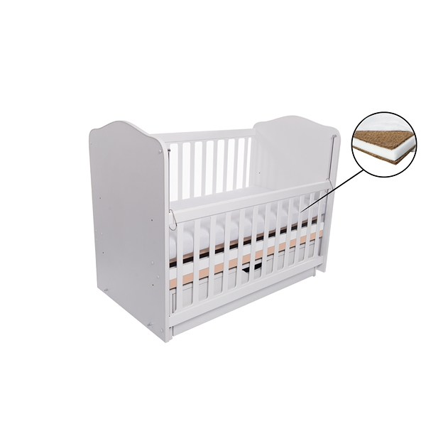 Patut VESSANTI Como Balansoar culisant - Alb cu Cappucino + Saltea Cocos 10 cm [1]