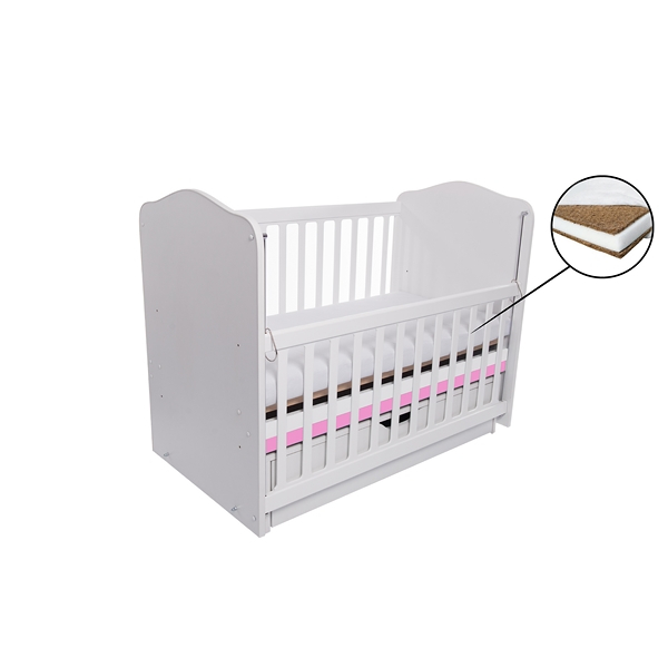Patut VESSANTI Como Balansoar culisant - Alb cu Roz + Saltea Cocos 10 cm [1]