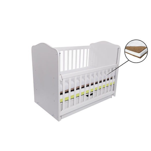 Patut VESSANTI Como Balansoar culisant - Alb cu Verde + Saltea Cocos 10 cm [1]