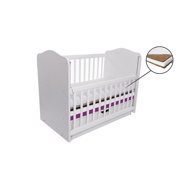 Patut VESSANTI Como Balansoar culisant - Alb cu Violet + Saltea Cocos 10 cm [1]