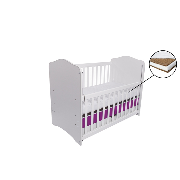 Patut VESSANTI Como culisant cu sertar - Alb cu Violet + Saltea Cocos 10 cm [1]