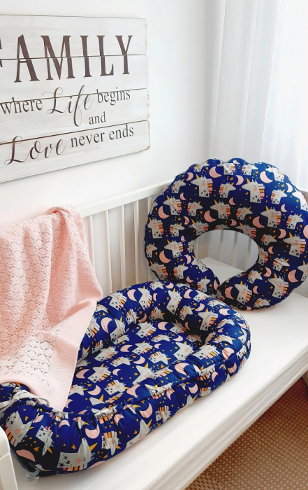 Perna pentru alaptare, 100% Bumbac, 60X60 cm, Appekids - Navy [3]