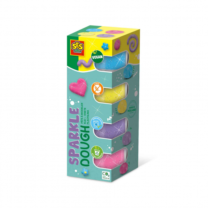Plastilina colorata vegana cu sclipici Feel Good 4 x 90gr [1]