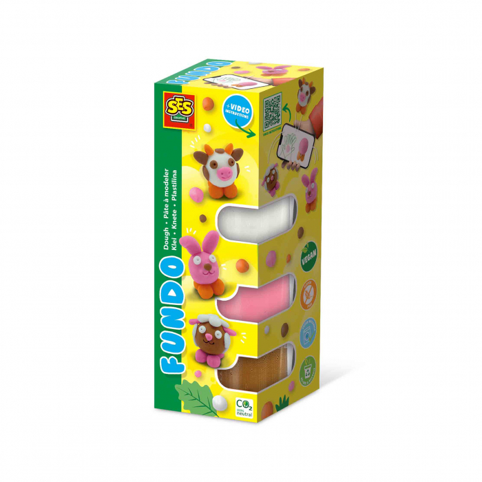 Plastilina colorata vegana FunDo - Animale de la ferma (3 x 90 gr - 1 x 40 gr) [1]