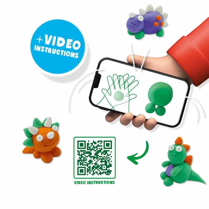 Plastilina colorata vegana FunDo - Dinozauri (3 x 90 gr - 1 x 40 gr) [3]