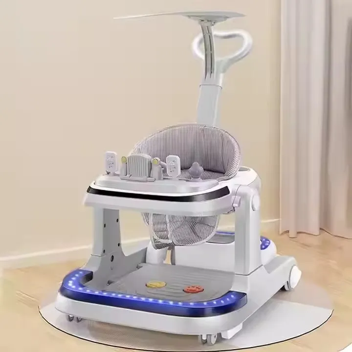 Premergator Multifunctional Electric 4 in 1 pentru Bebelusi 0-3 ani, cu Maner de Impins, Centru de Activitati, ALBASTRU [2]