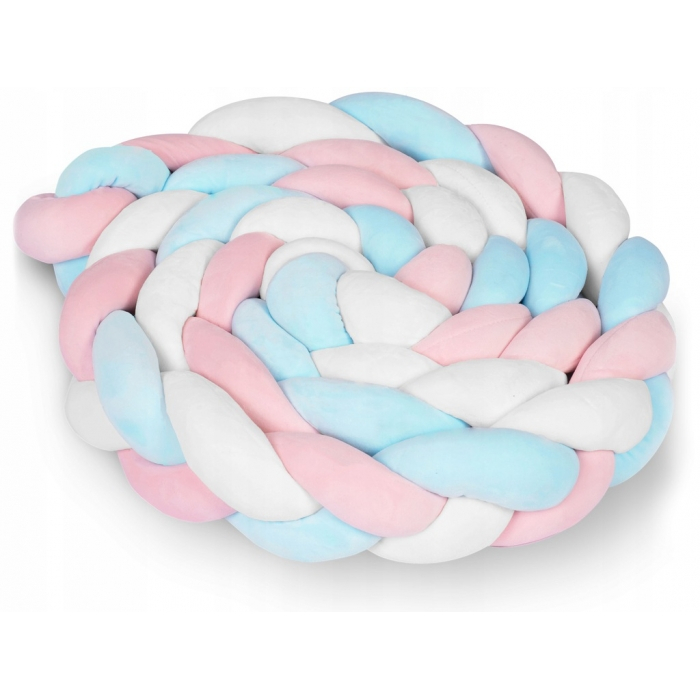 Protectie laterala pentru patut, impletita, 3 M, Ricokids 722105 - Albastru - Roz [1]