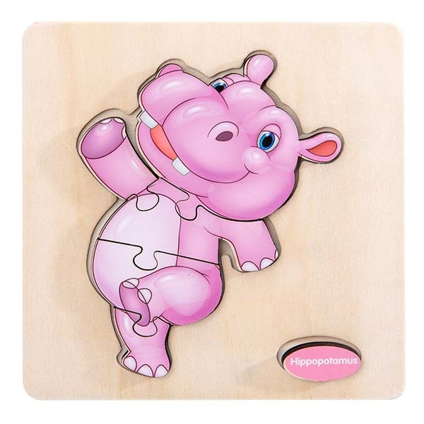 Puzzle din Lemn 3D Pentru Copii, Animalute Jucause [1]