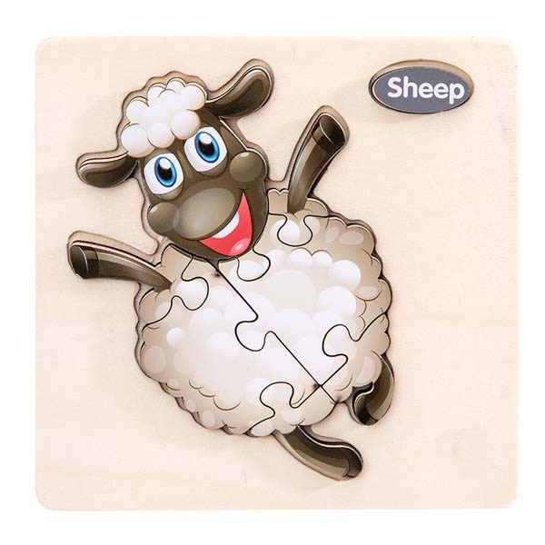 Puzzle din Lemn 3D Pentru Copii, Animalute Jucause [1]