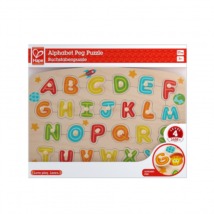 Puzzle din lemn cu butoni - Alfabet [2]