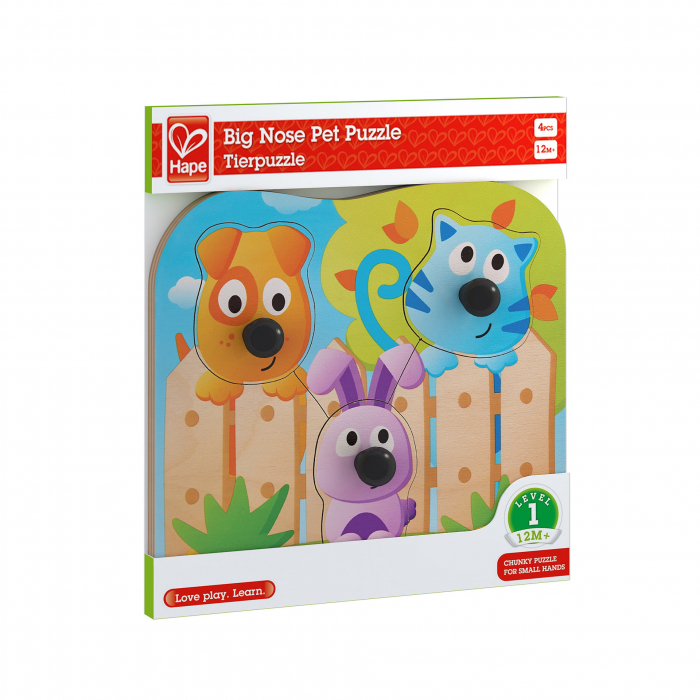 Puzzle din lemn cu butoni - Animale de companie cu nas mare [2]