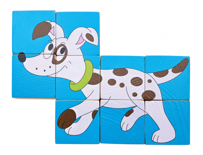 Puzzle din lemn cuburi - Animale colorate [2]