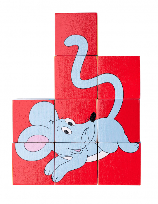 Puzzle din lemn cuburi - Animale colorate [7]